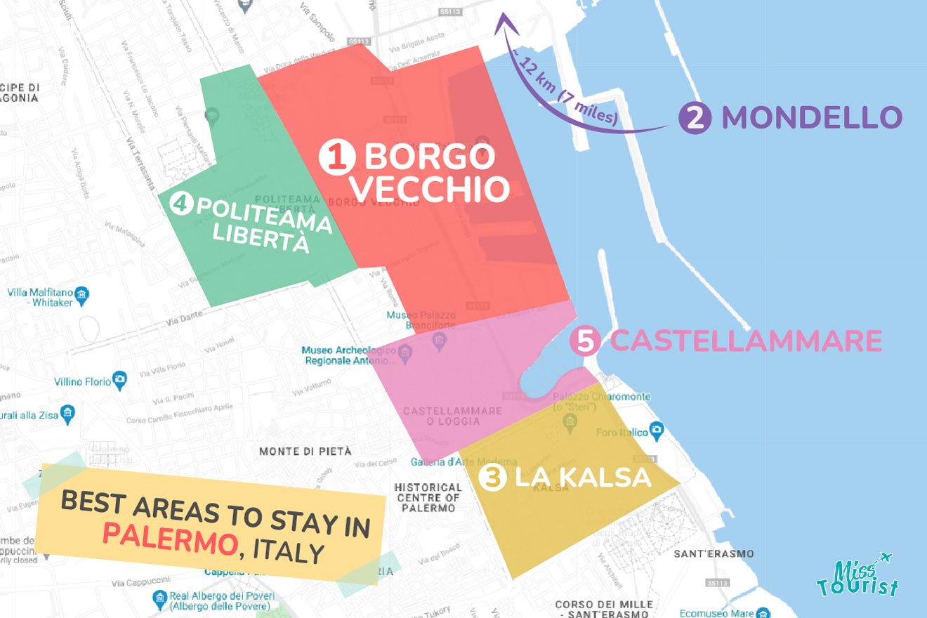 Map of best places to stay Palermo MAP